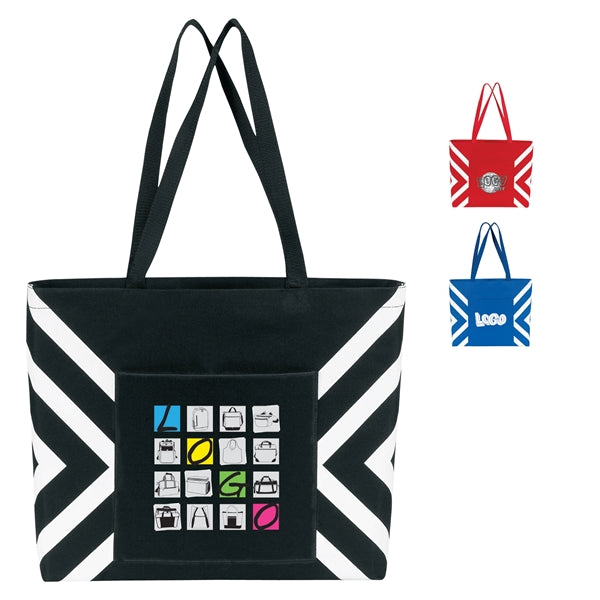 Geometric Print Open Tote Bag