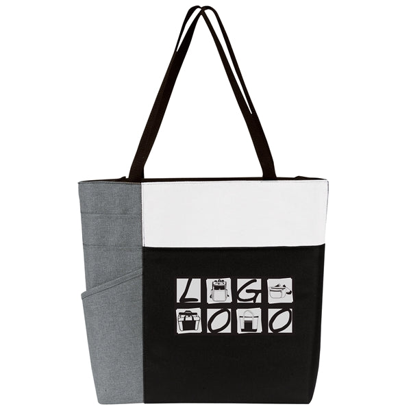 Three-Tone Color Block Zip Tote Bag