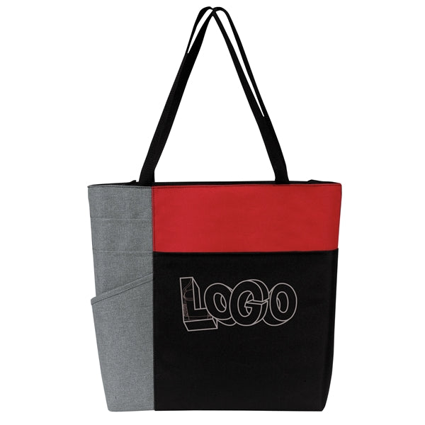 Three-Tone Color Block Zip Tote Bag