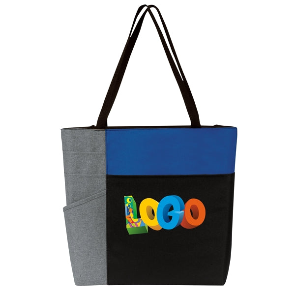 Three-Tone Color Block Zip Tote Bag