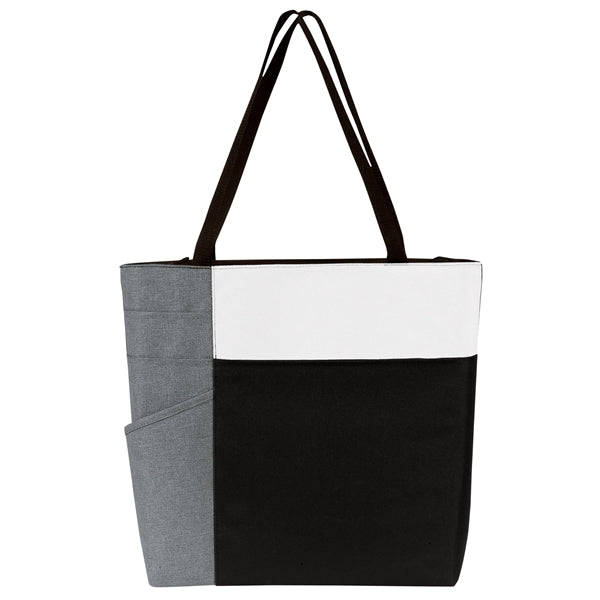 Three-Tone Color Block Zip Tote Bag