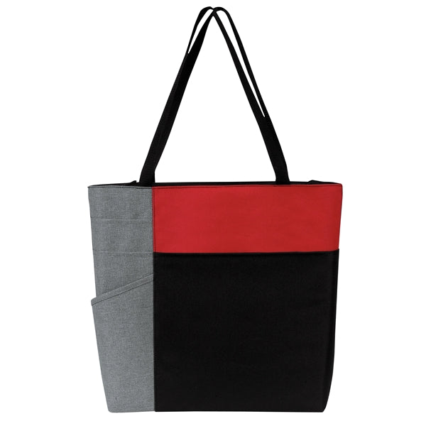 Three-Tone Color Block Zip Tote Bag