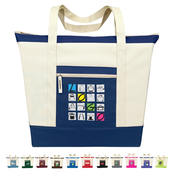 Jumbo Zippered Two-Tone Tote Bag