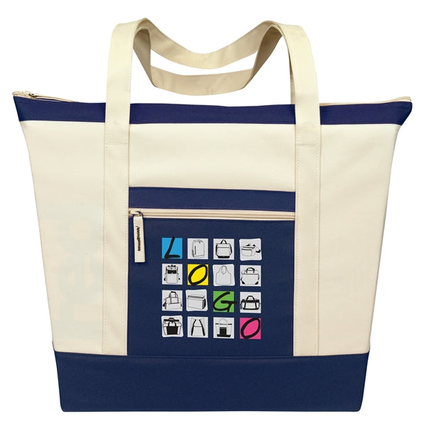 Jumbo Zippered Two-Tone Tote Bag