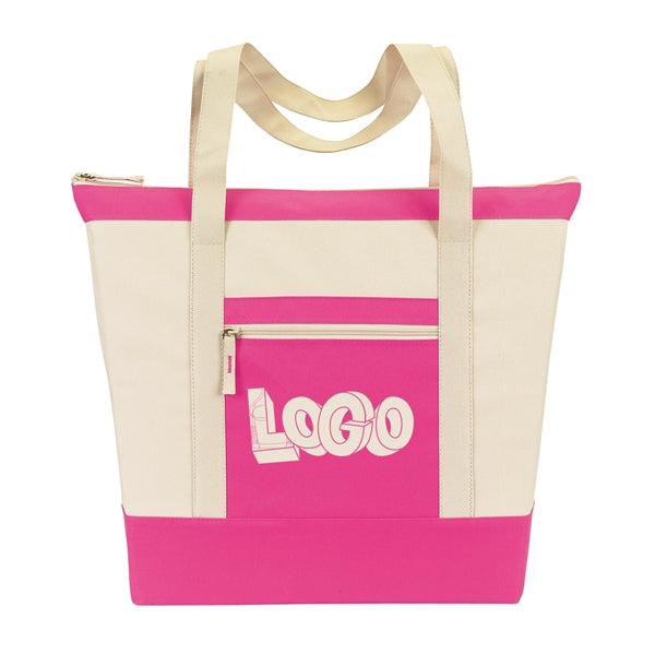 Jumbo Zippered Two-Tone Tote Bag