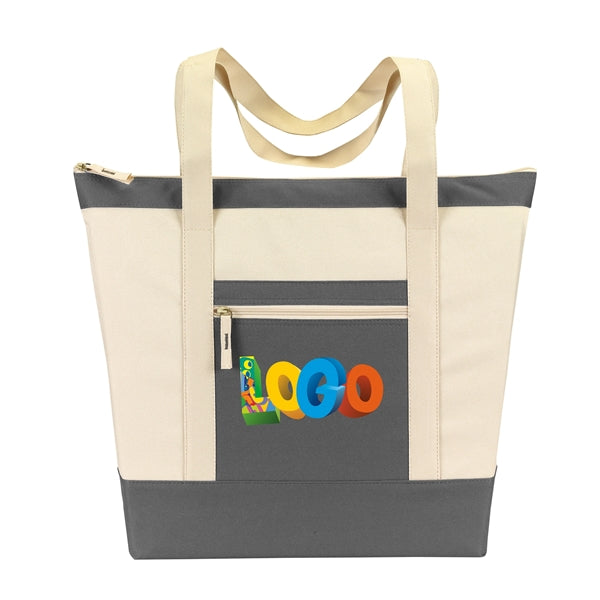 Jumbo Zippered Two-Tone Tote Bag