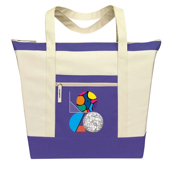 Jumbo Zippered Two-Tone Tote Bag