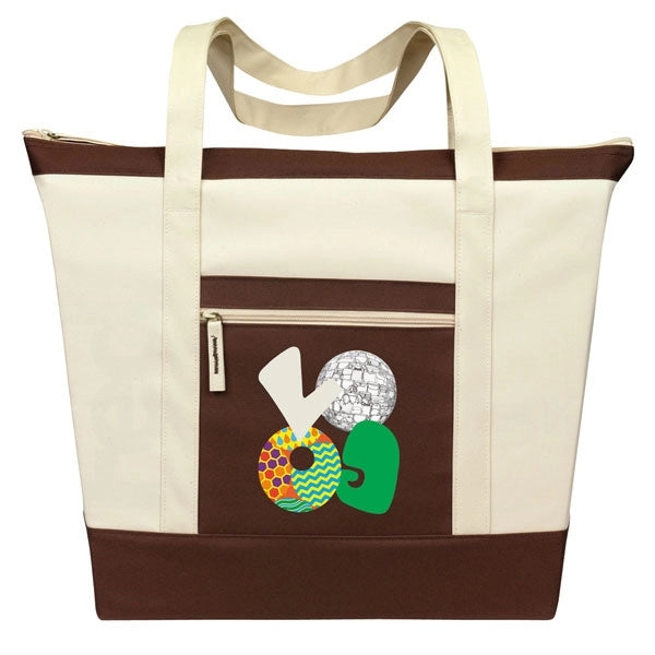 Jumbo Zippered Two-Tone Tote Bag
