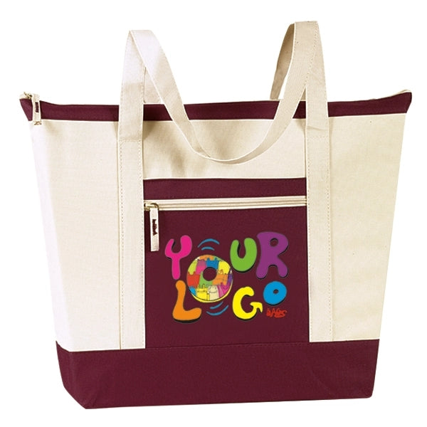 Jumbo Zippered Two-Tone Tote Bag