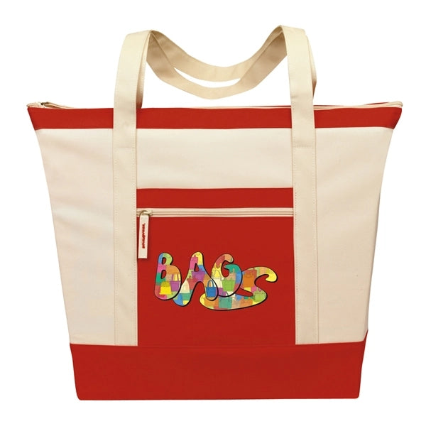 Jumbo Zippered Two-Tone Tote Bag