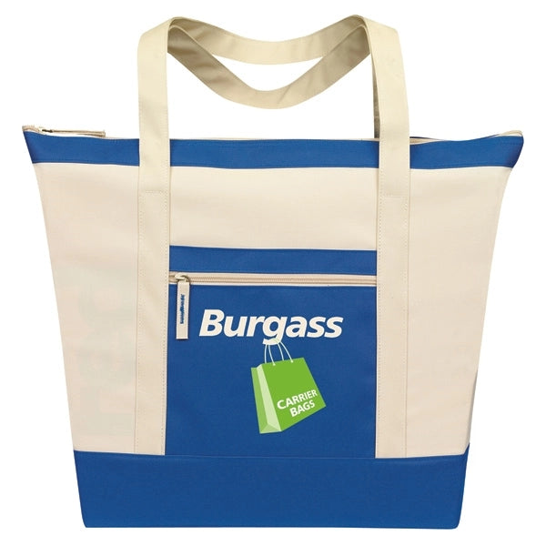 Jumbo Zippered Two-Tone Tote Bag