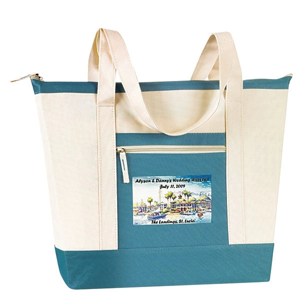 Jumbo Zippered Two-Tone Tote Bag