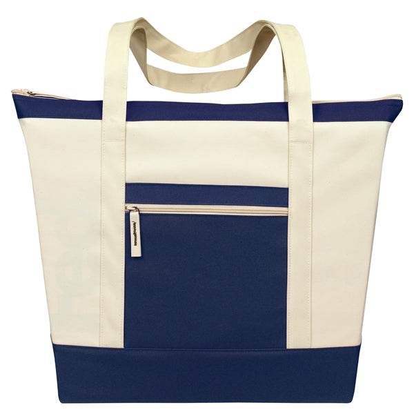 Jumbo Zippered Two-Tone Tote Bag
