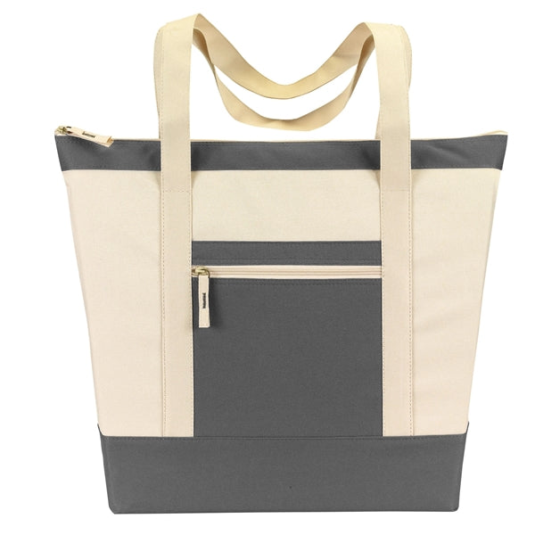 Jumbo Zippered Two-Tone Tote Bag