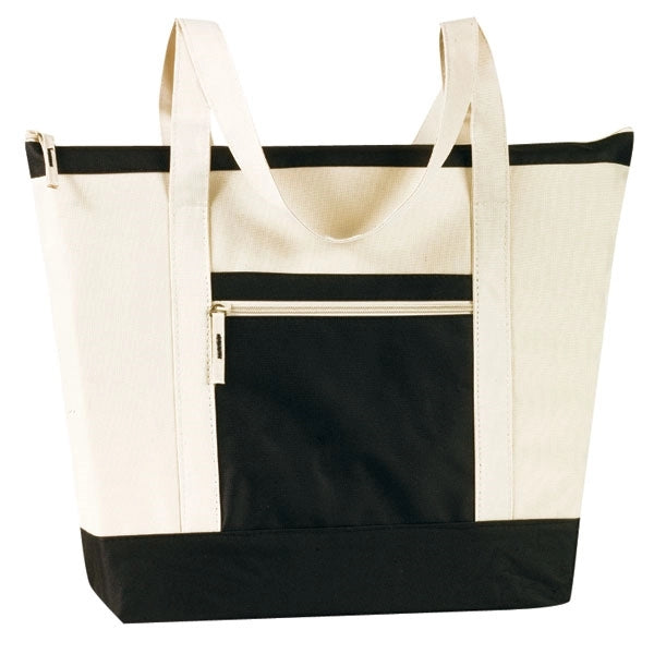 Jumbo Zippered Two-Tone Tote Bag