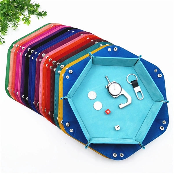PU Leather Collapsible Desk Sundries Storage Tray