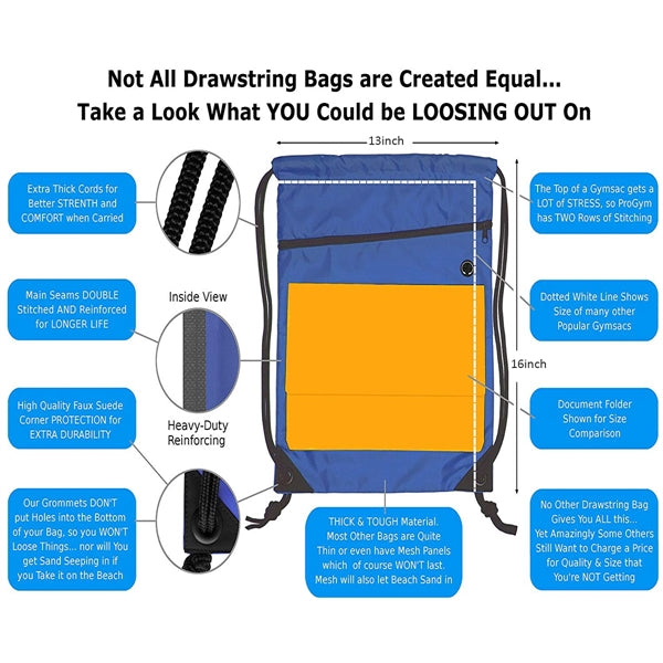 Drawstring Sports Pack With Front Zipper