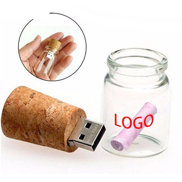 8GB 2.0 Glass Drift Bottle with Cork USB Flash Drive Gla
