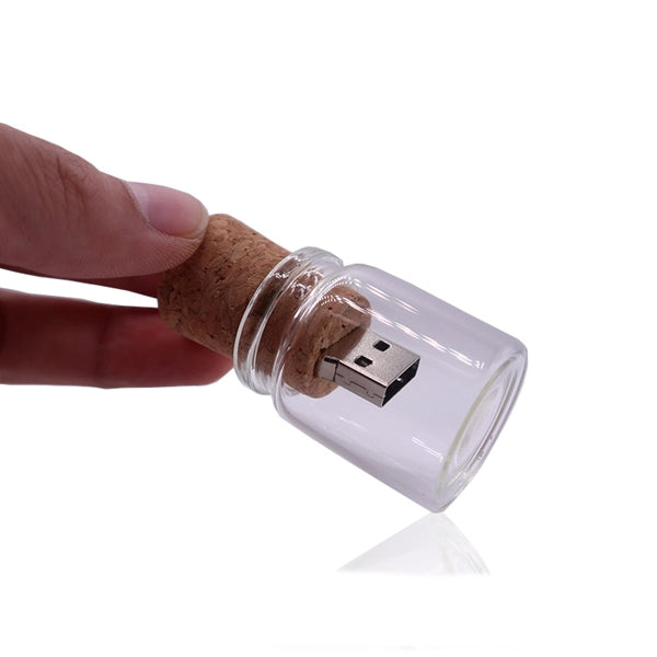 8GB 2.0 Glass Drift Bottle with Cork USB Flash Drive Gla
