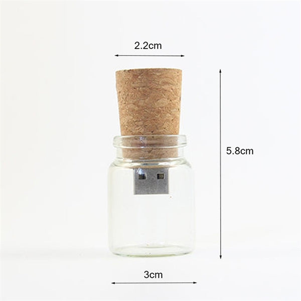 8GB 2.0 Glass Drift Bottle with Cork USB Flash Drive Gla