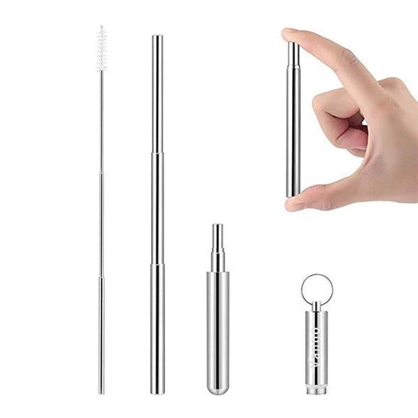 Portable Telescopic Stainless Steel Straw With Aluminum Case