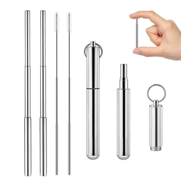 Portable Telescopic Stainless Steel Straw With Aluminum Case