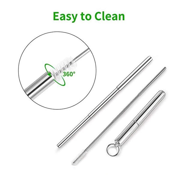 Portable Telescopic Stainless Steel Straw With Aluminum Case