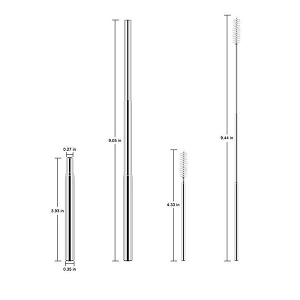 Portable Telescopic Stainless Steel Straw With Aluminum Case