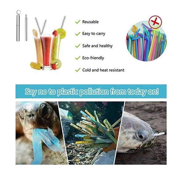 Portable Telescopic Stainless Steel Straw With Aluminum Case