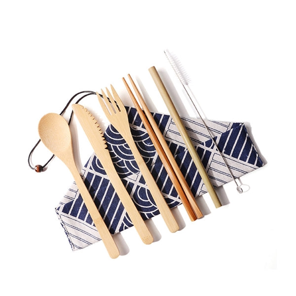 Bamboo Utensils Set with Canvas Storage Bag