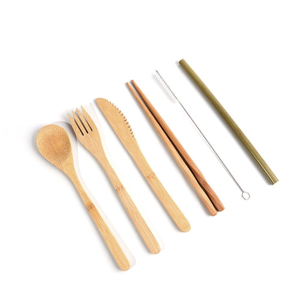 Bamboo Utensils Set with Canvas Storage Bag