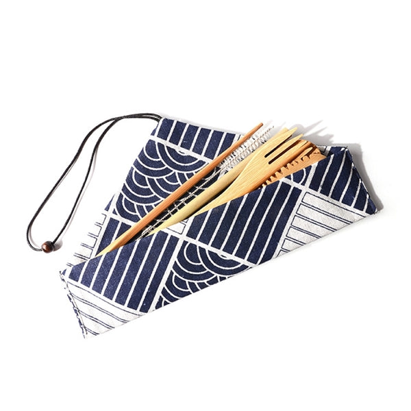 Bamboo Utensils Set with Canvas Storage Bag