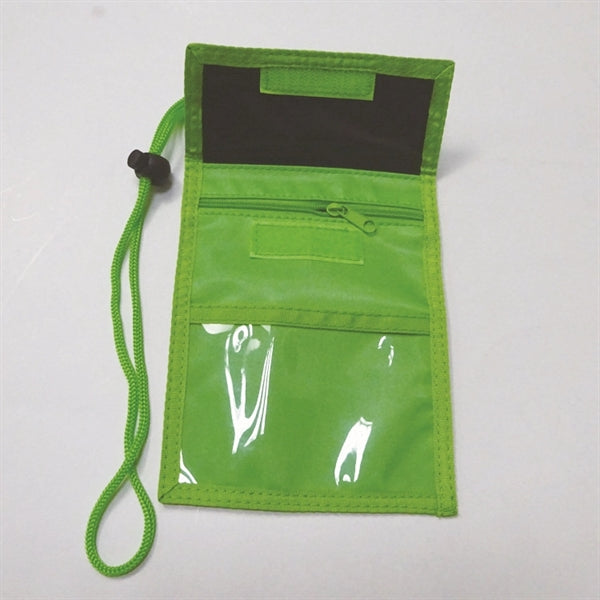 Zipper Neck Wallet w/ Printed Lanyard