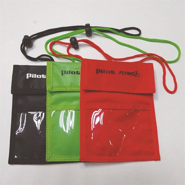 Zipper Neck Wallet w/ Printed Lanyard