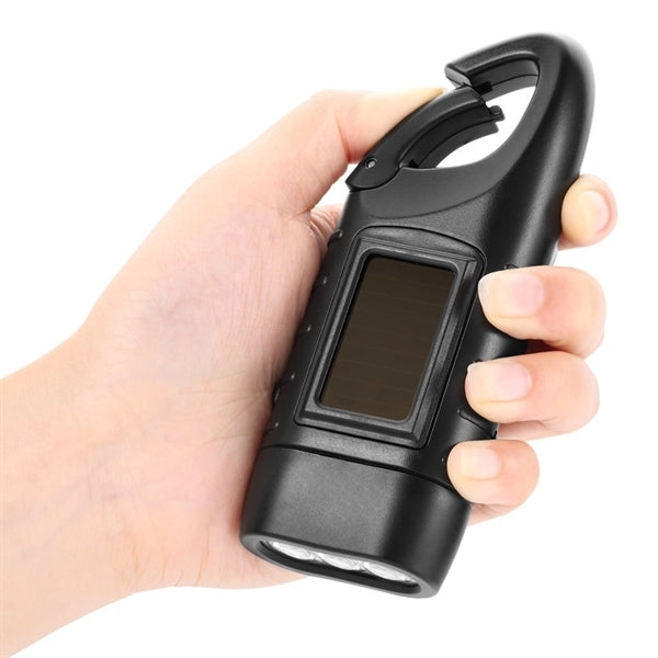 Hand Crank Solar Powered Rechargeable LED Flashlight