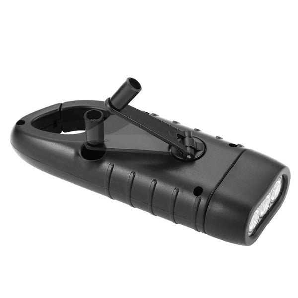 Hand Crank Solar Powered Rechargeable LED Flashlight