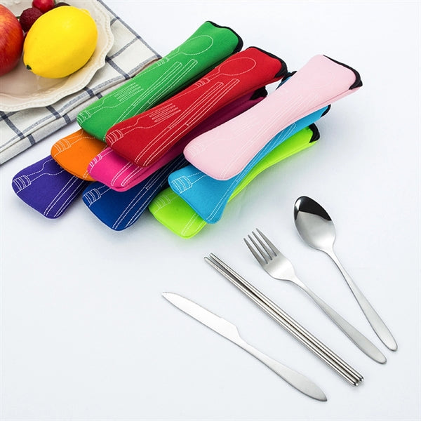 4 Pieces Set Cutlery with Neoprene Case