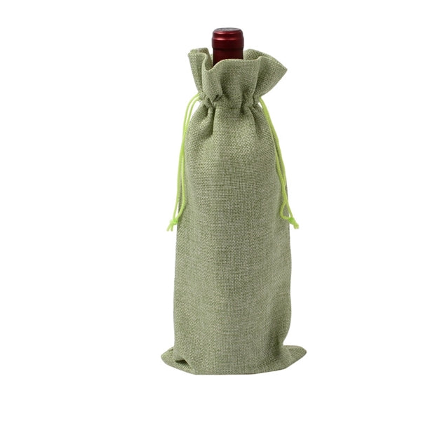Jute Drawstring Wine Bag