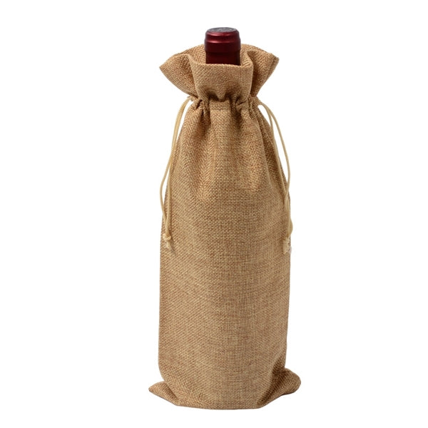 Jute Drawstring Wine Bag