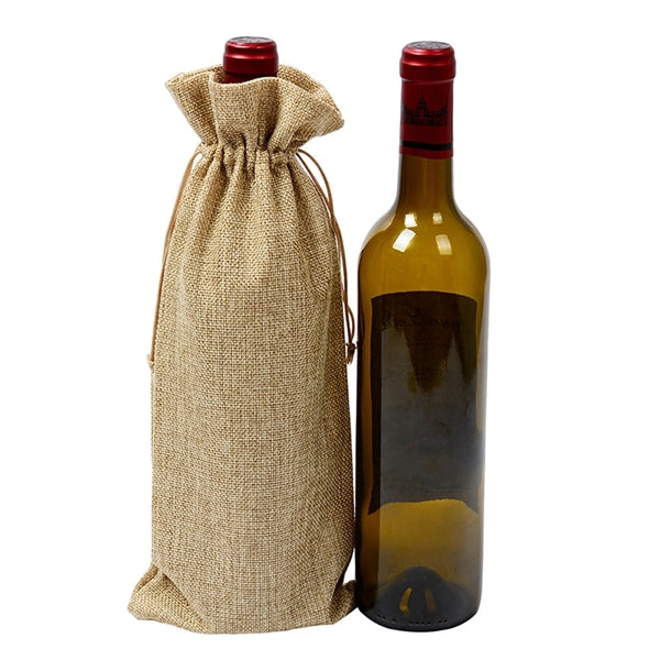 Jute Drawstring Wine Bag