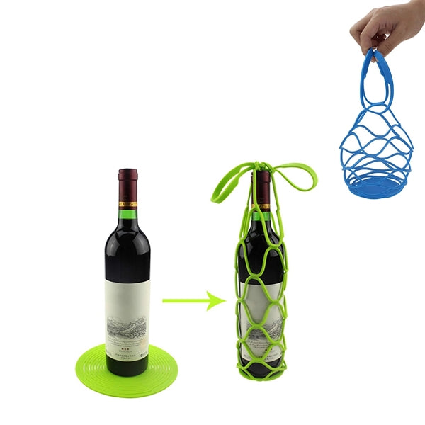 2 In 1 Silicone Wine Bottle Carrier Mesh Bag