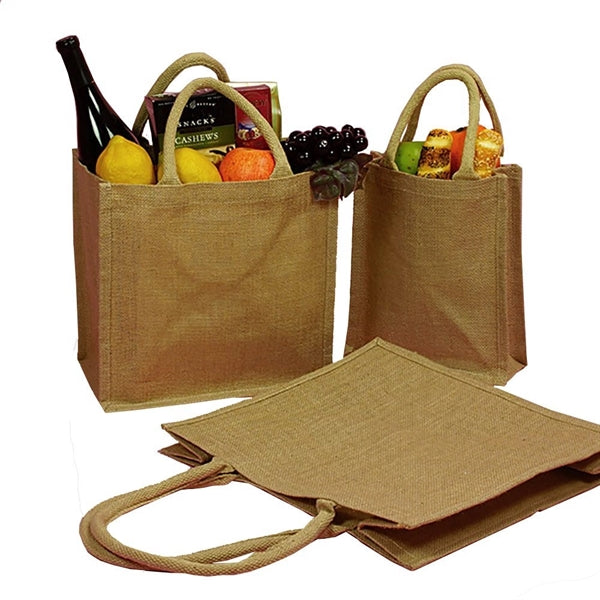 Burlap Tote Bags Soft Cotton Handles Laminated Interior
