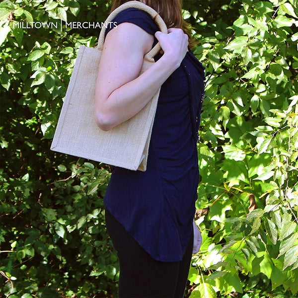 Natural Jute Burlap Tote Bag