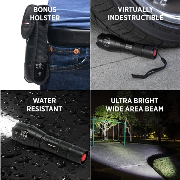 Outdoor Water Resistant LED Zoomable Tactical Flashlight