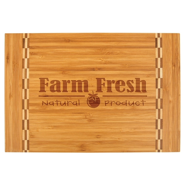 Bamboo Cutting Board with Butcher Block Inlay 15" x 10 1/4"