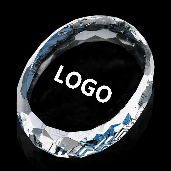 Imprinted 3D Crystal Oval Paperweights