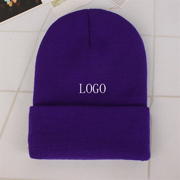6" acrylic fibers plain knit cap