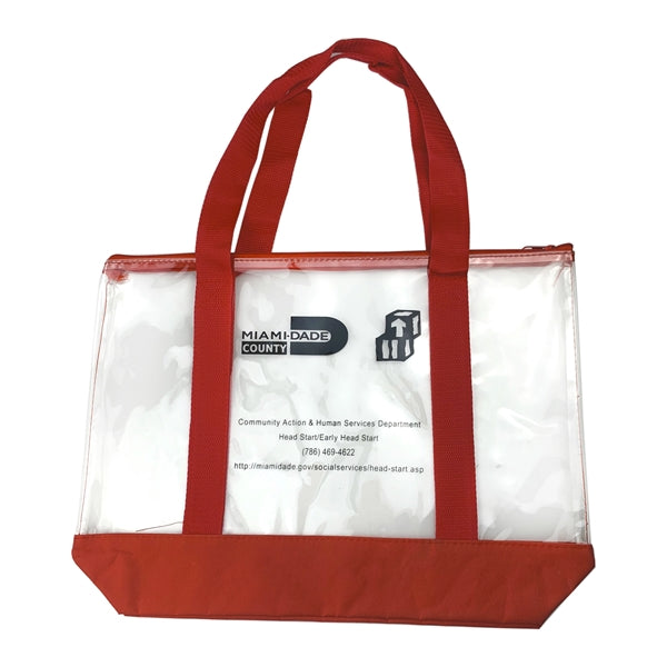 Clear PVC beach boat bags with zipper closure and a