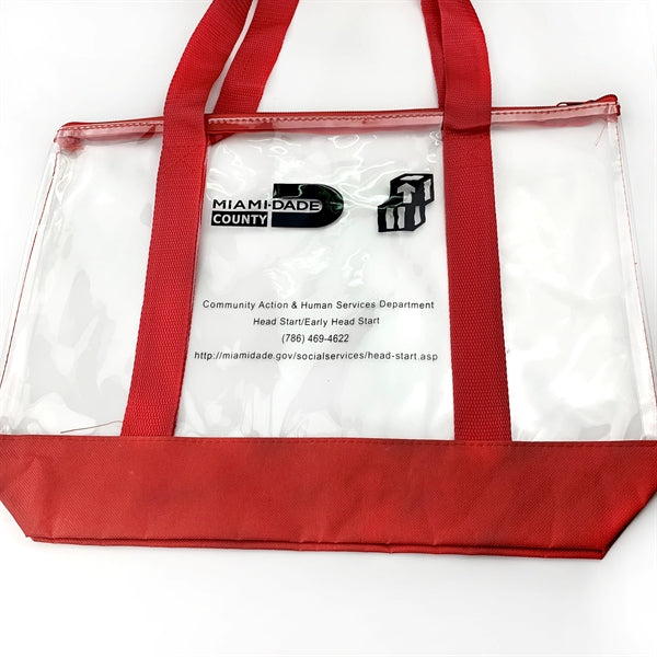 Clear PVC beach boat bags with zipper closure and a
