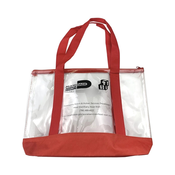 Clear PVC beach boat bags with zipper closure and a